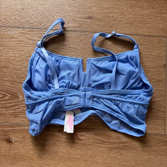 PINK Blue Floral Lace longline top - Picture 3 of 4